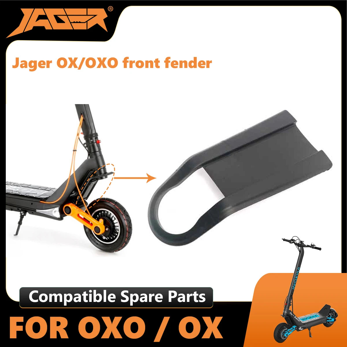 Jager front fender scooter parts compatible with Inokim OX OXO mudguard wider than original inokim parts accessories