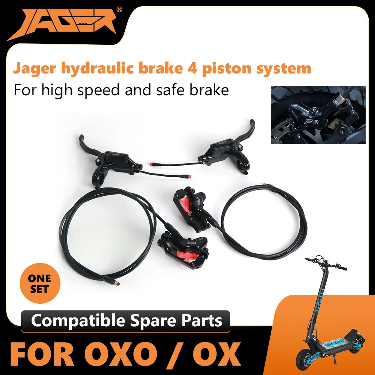 Jager hydraulic brake 4 piston system for high speed and safe brake inokim parts accessories