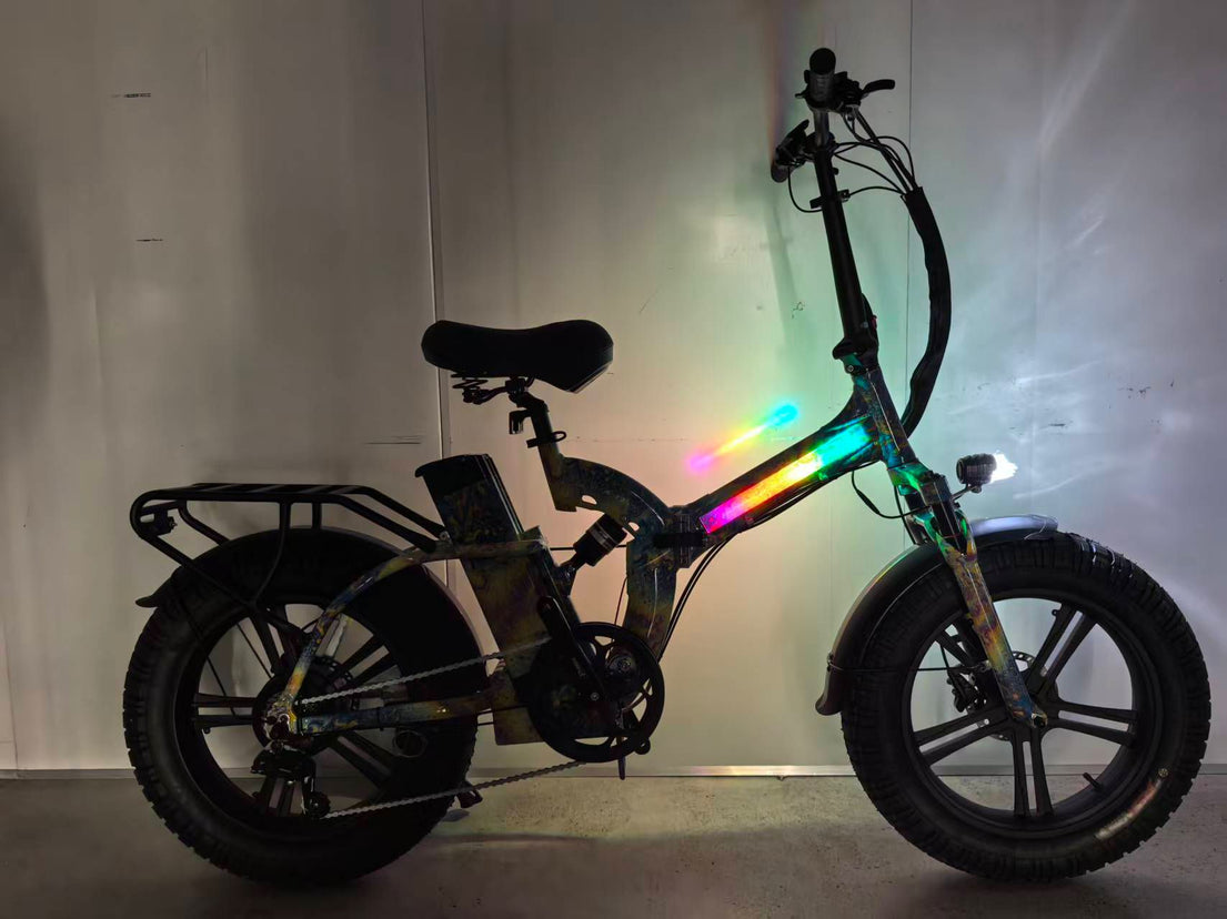 Burner X4.5 LED — Burning Man 2026 E-Bike Rental | RGB LED Fat Tire Folding E-Bike | Reno NV from $990