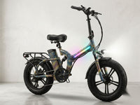 Burner X4 LED — Burning Man 2026 E-Bike Rental | RGB LED Fat Tire Folding E-Bike | Reno NV from $700