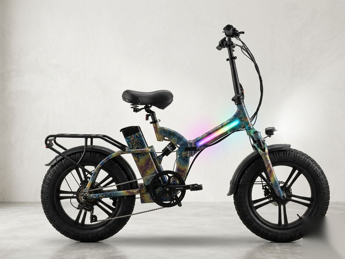 Burner X4 LED — Burning Man 2026 E-Bike Rental | RGB LED Fat Tire Folding E-Bike | Reno NV from $700