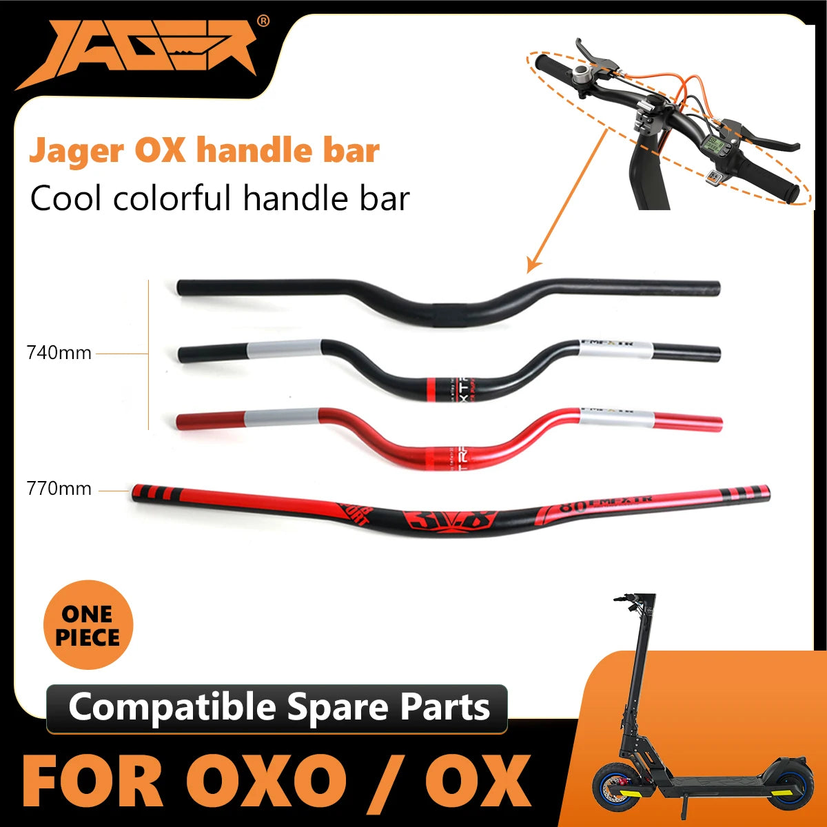 Jager 740mm handle bar compatible Inokim OX OXO inokim parts accessori ...